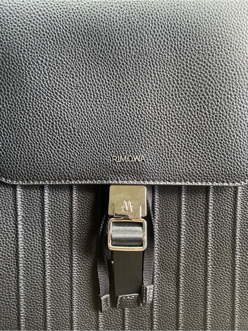 RIMOWA Black Leather Structured Backpack with Front Buckle - Picture 2 of 6